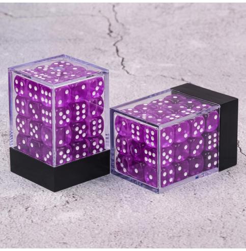 Lot de 36 dés 6 faces - Violet transparent