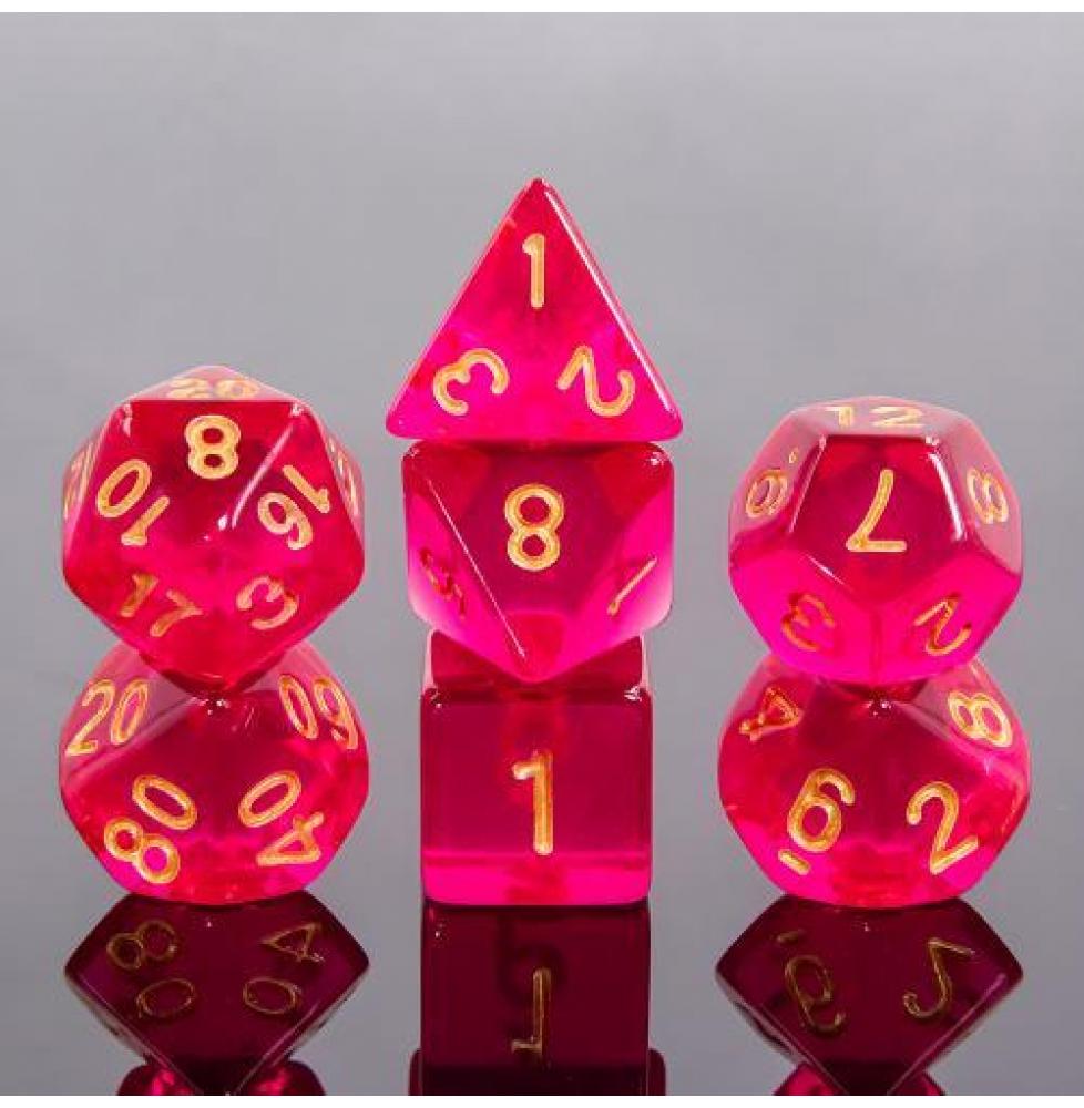 Lot de 7 dés Multiformat – 16mm - Violet Foncé Transparent