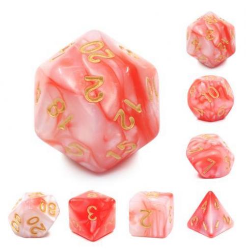 Lot de 7 dés en boîte – Fusion Rose et Rouge