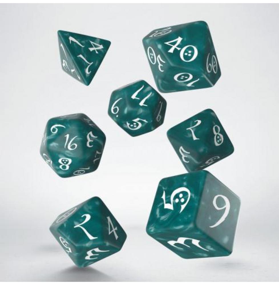Lot de 7 dés - Classic RPG - Vert perlé et blanc
