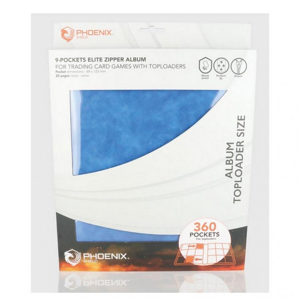 PHOENIX SHIELD - Deluxe Portfolio TOPLOADER 9 cases (360 c)-BLEU CIEL