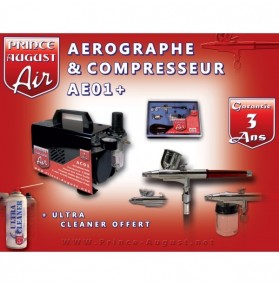 AE01+ Ensemble Aérographe Compresseur + Ultra Cleaner
