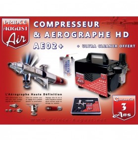 AE02+ Ensemble Aérographe HD et Compresseur + Ultra Cleaner