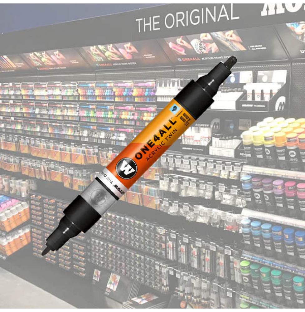 MOLOTOW ACRYLIC MARKER ONE4ALL TWIN 1,5/4MM 180 SIGNAL BLACK