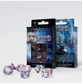 Lot de 7 dés- Classic RPG- Transparent bleu et rouge 