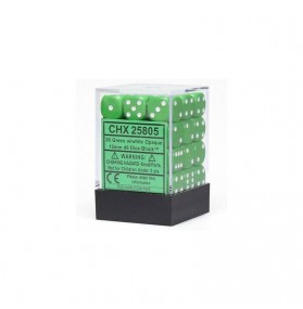 CHESSEX - Set de 36 dés 6 - OPAQUE - Vert/Blanc