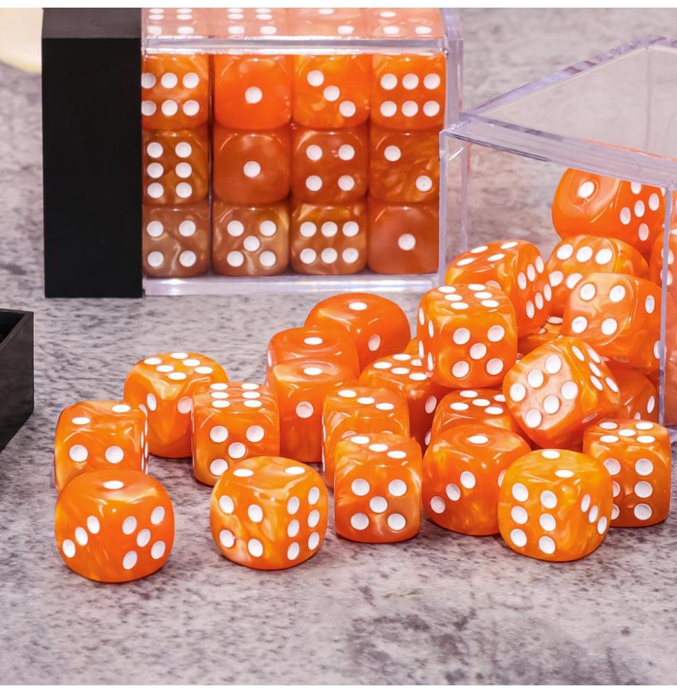 Lot de 36 dés 6 faces - Orange Nacré