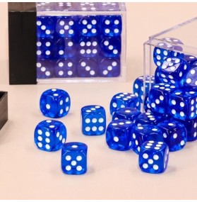 Lot de 36 dés 6 faces - Bleu Transparent