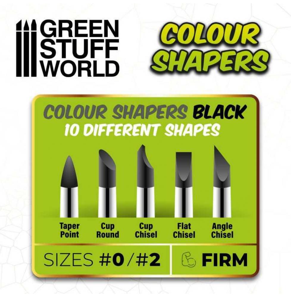 Pinceau Silicone - Colour Shapers TAILLE 0 et 2 - 10 pinceaux - NOIR FERME
